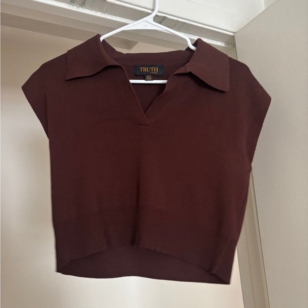 Brown Boxy Sweater Vest